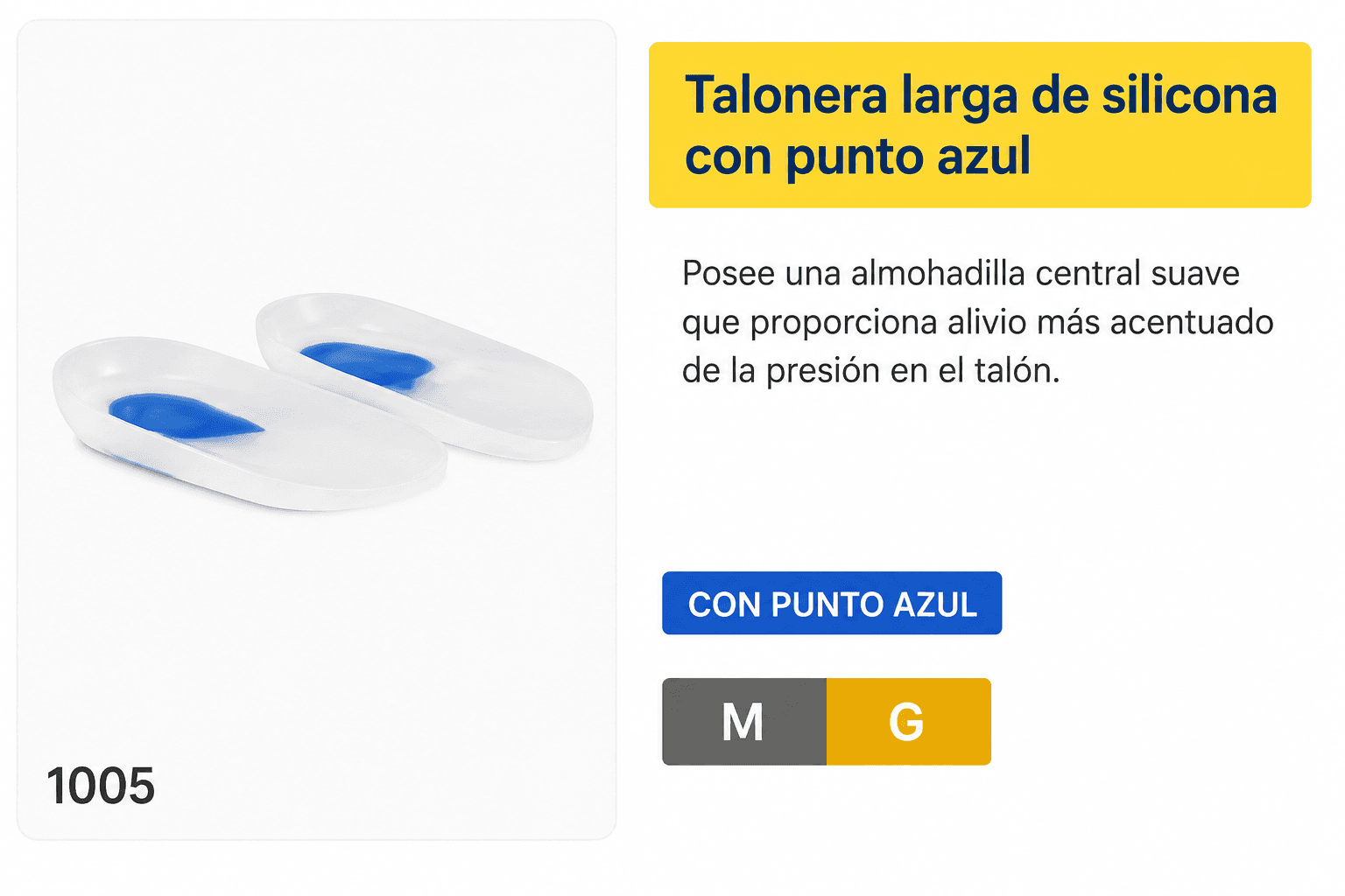 Talonera larga de silicona con punto azul (Ref. 1005)