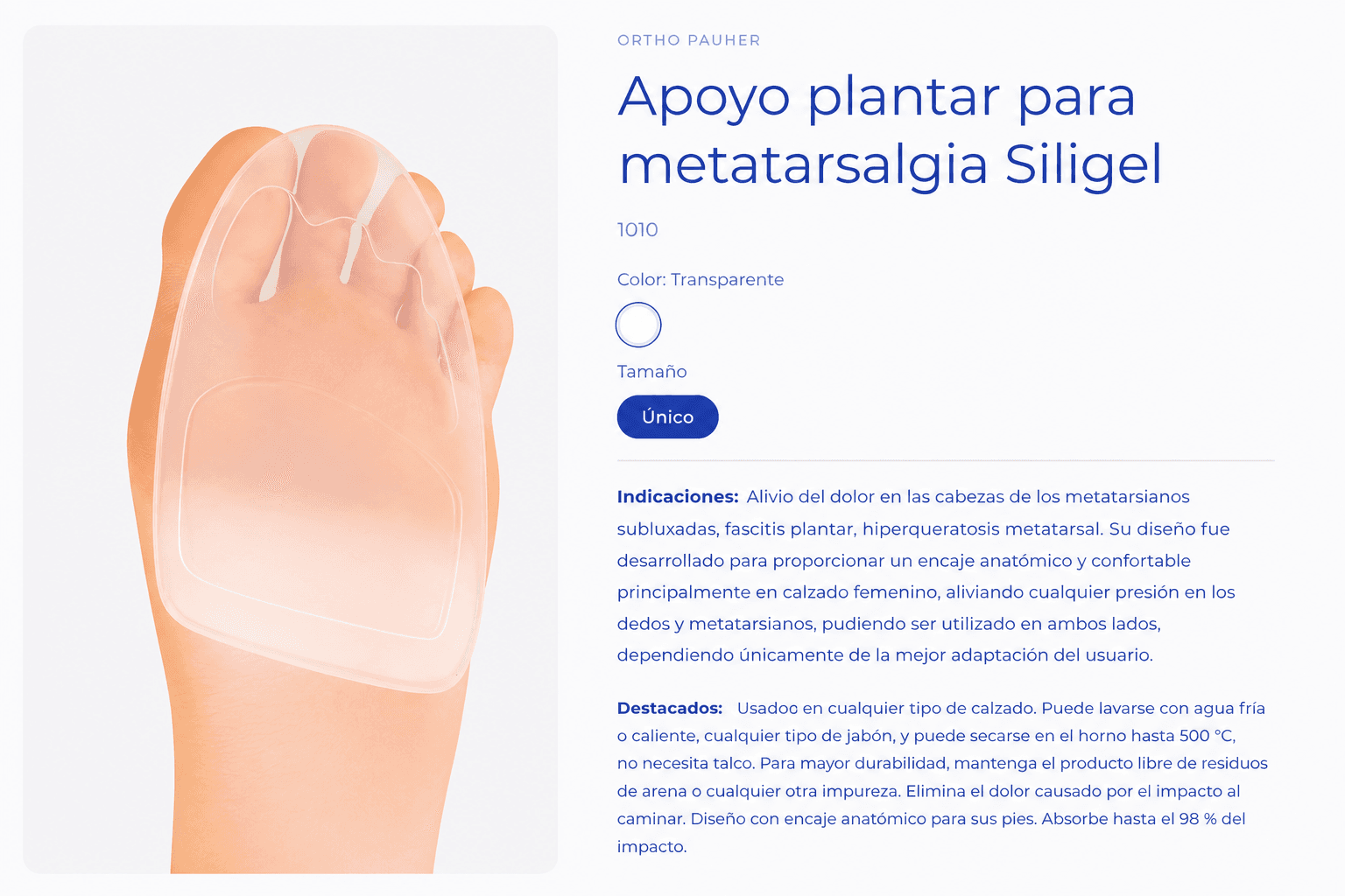Apoyo plantar para metatarsalgia Siligel (Ref. 1010)