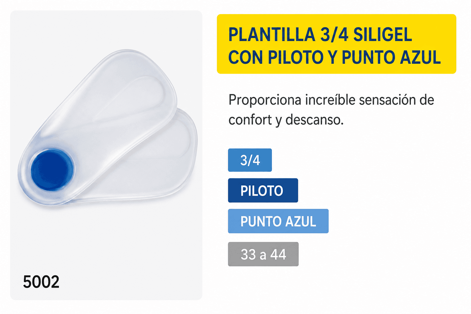 Plantilla 3/4 Siligel con piloto y punto azul (Ref. 5002)