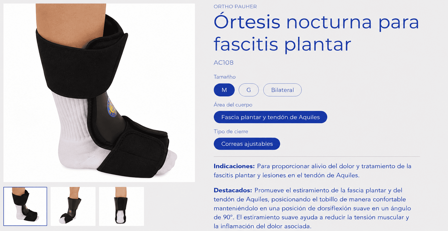 Órtesis nocturna para fascitis plantar (Ref. AC108)