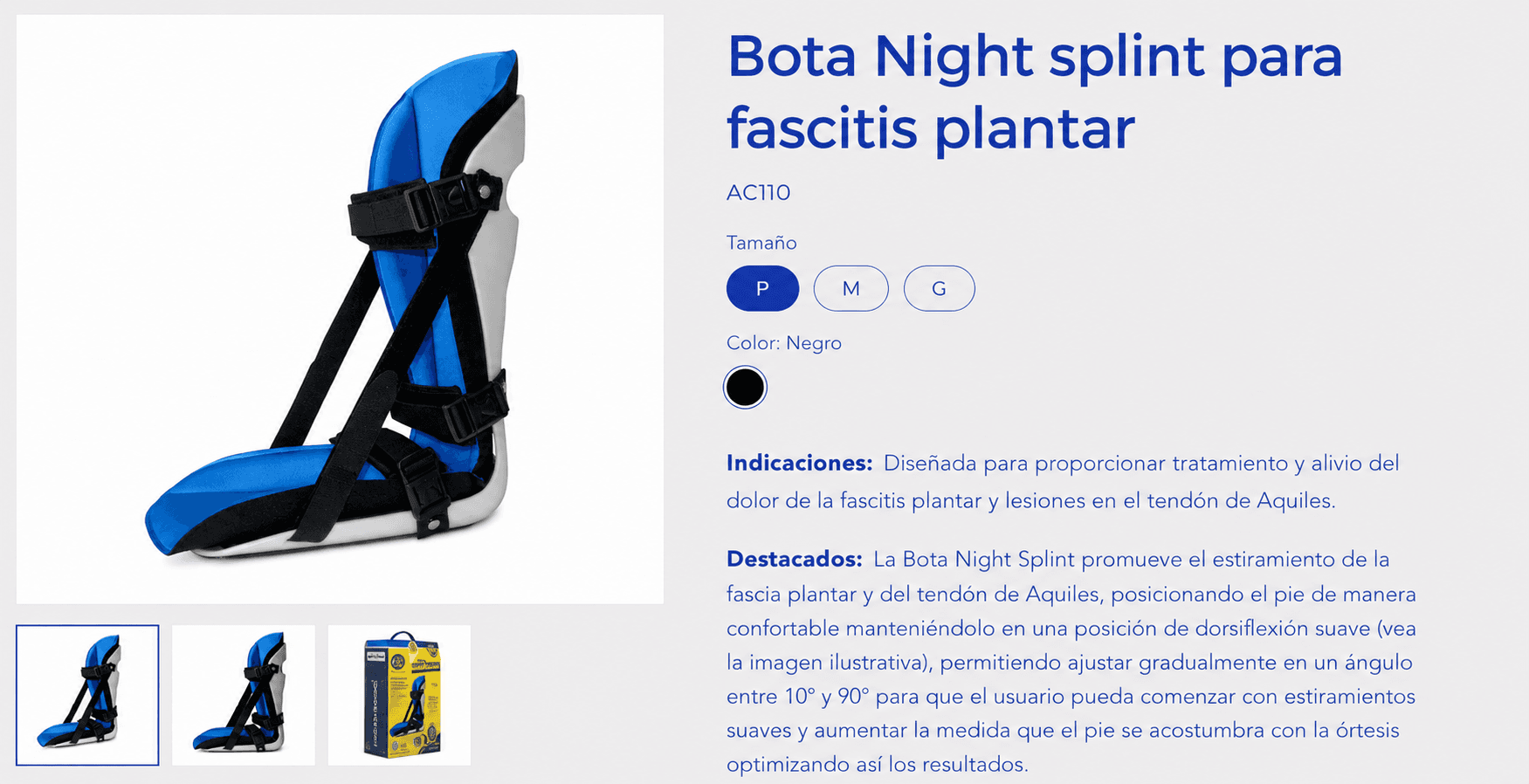 Bota Night Splint para fascitis plantar (Ref. AC110)