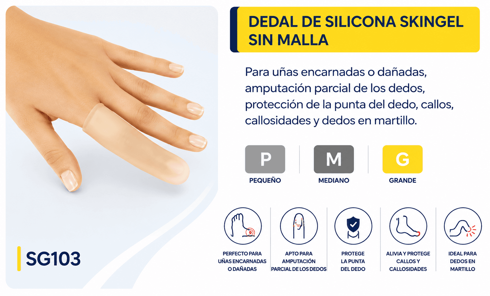 Dedal de silicona Skingel sin malla (Ref. SG103)