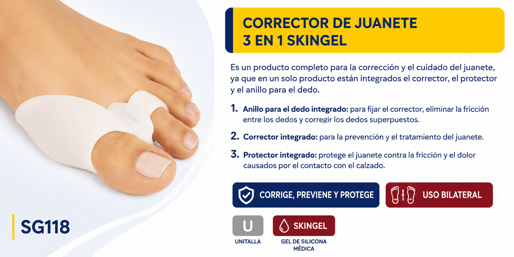 Corrector de juanete 3 en 1 Skingel (Ref. SG118)