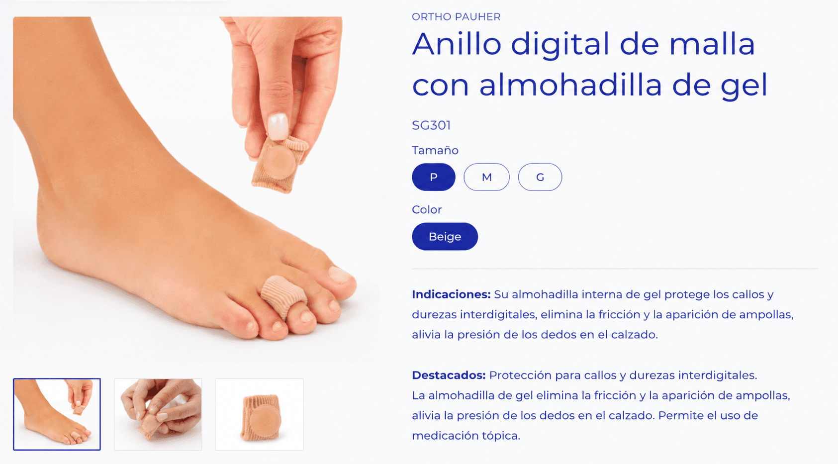 Anillo digital de malla con almohadilla de gel (Ref. SG301)