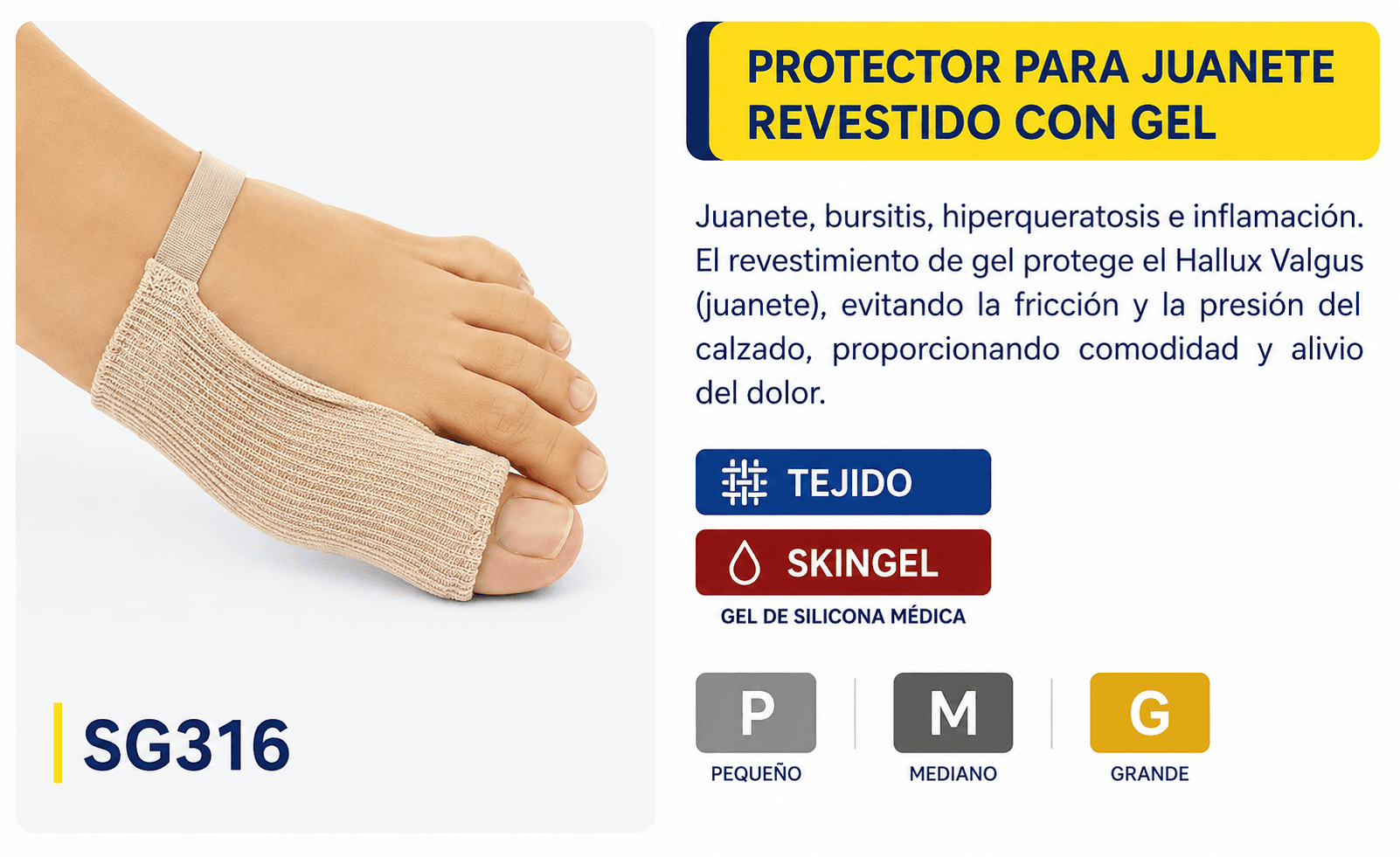 Protector para juanete revestido con gel Skingel (Ref. SG316)