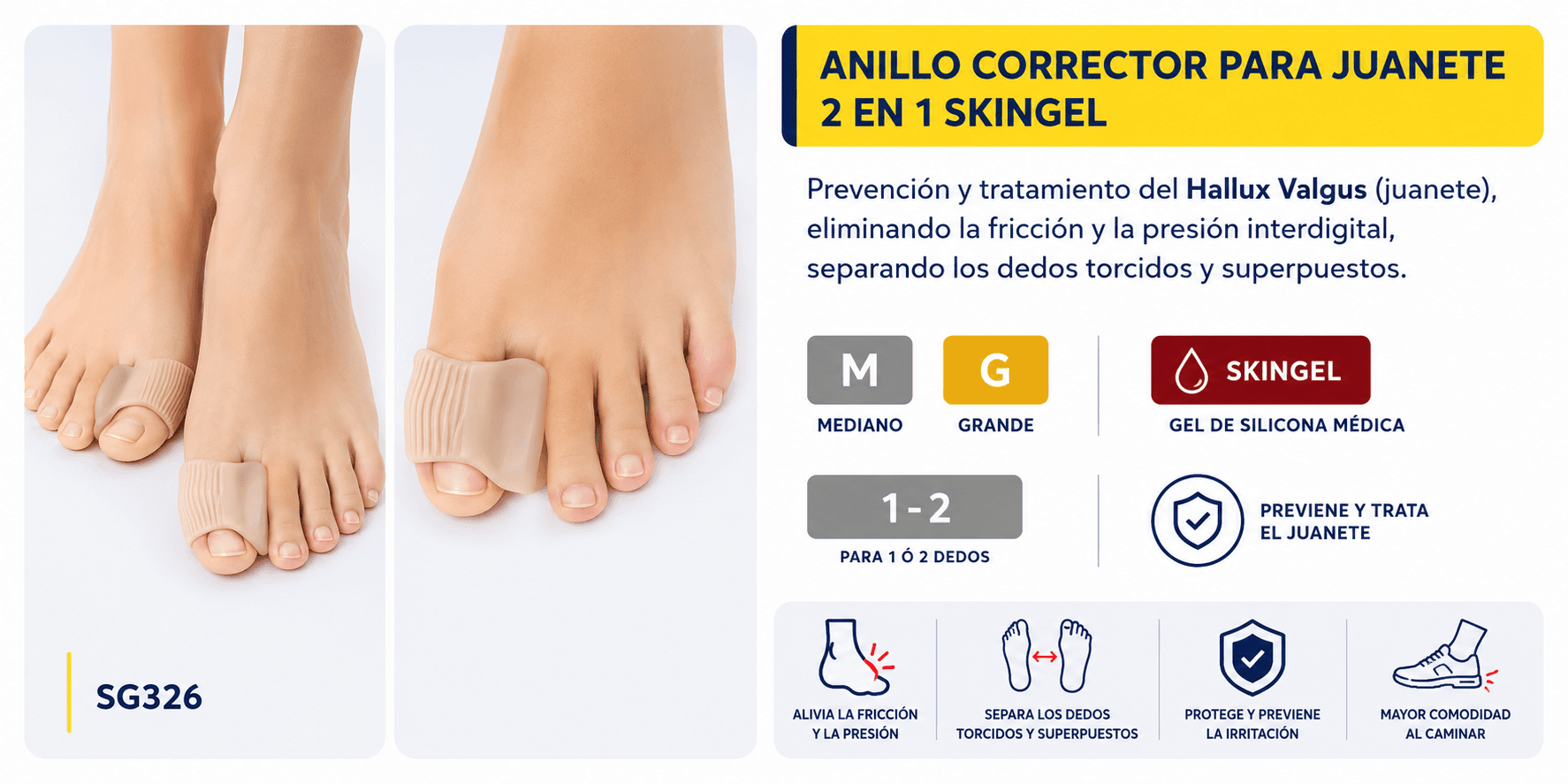 Anillo corrector para juanete 2 en 1 Skingel (Ref. SG326)