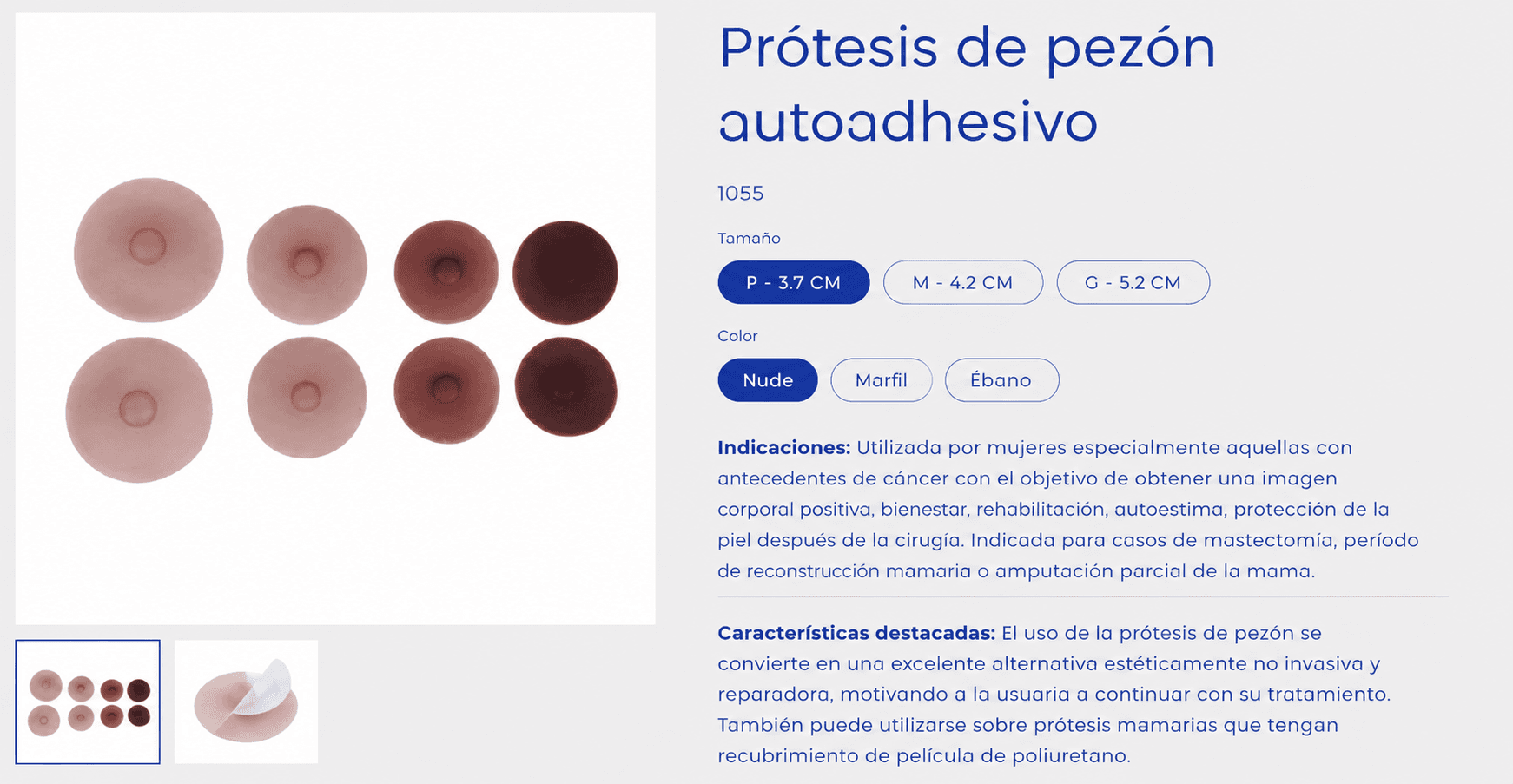 Prótesis de pezón autoadhesivo (Ref. 1055)